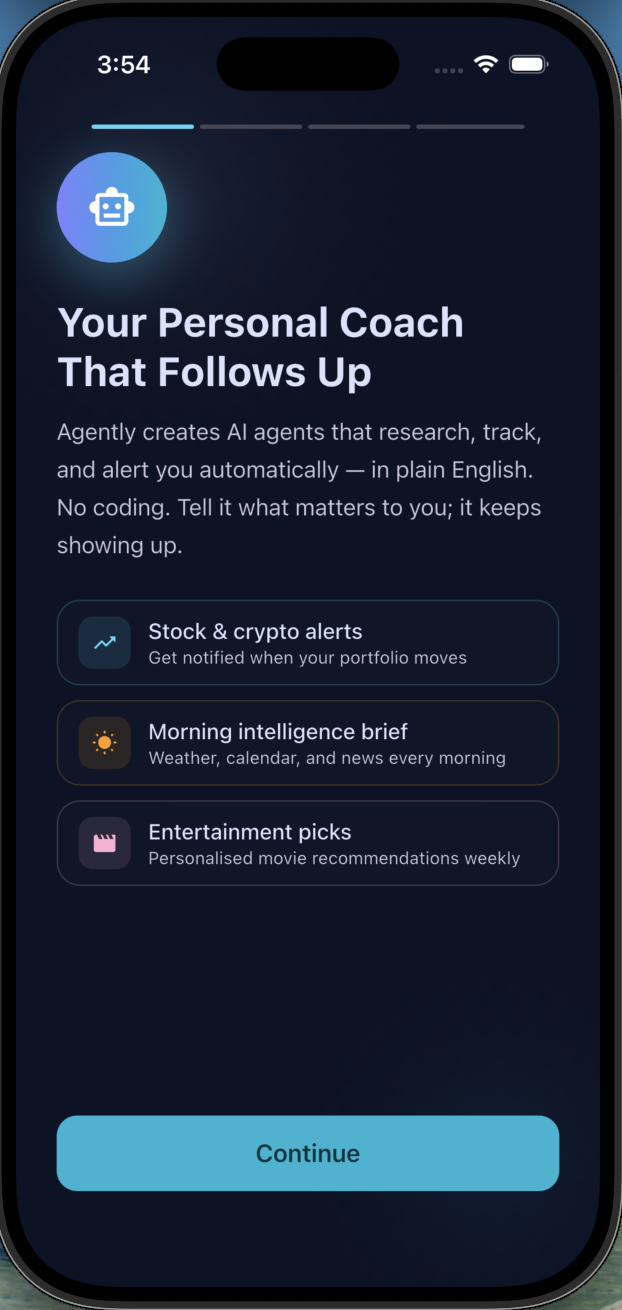 Agent creator screen