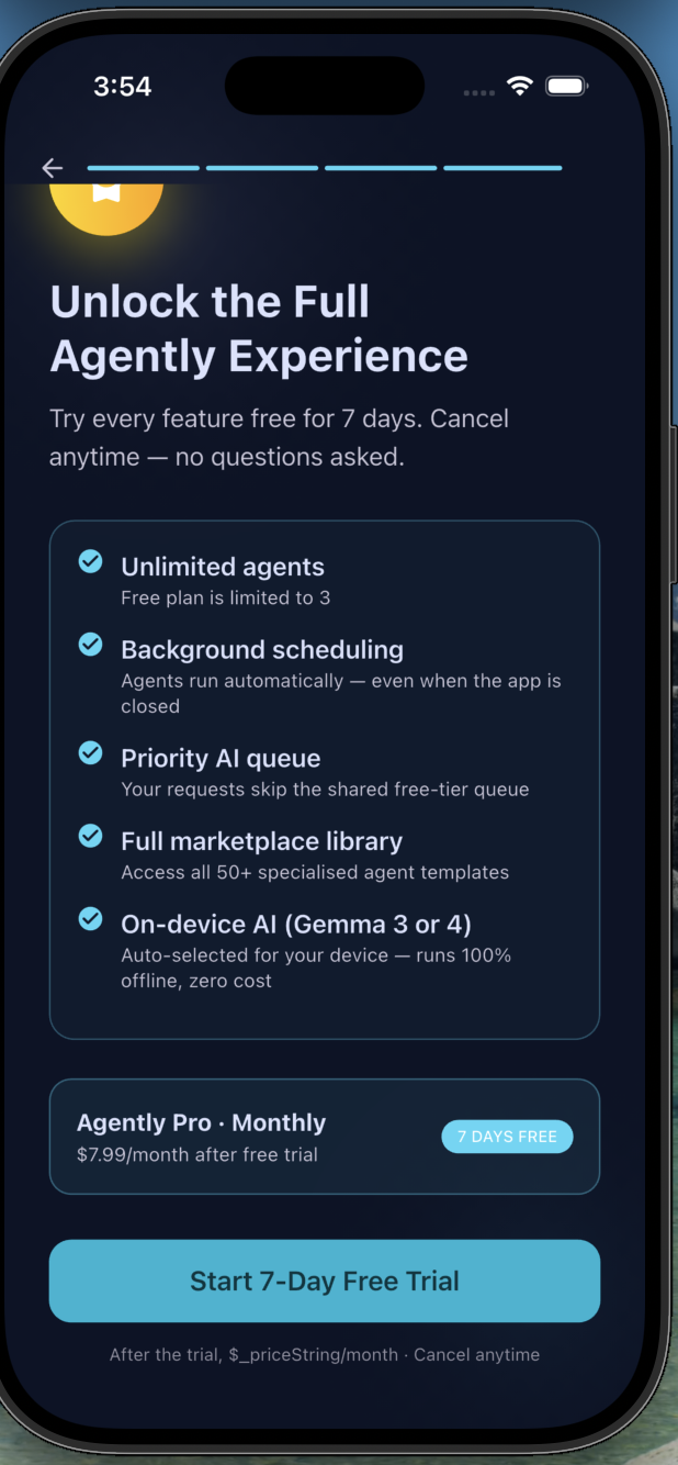 Agent running with live results