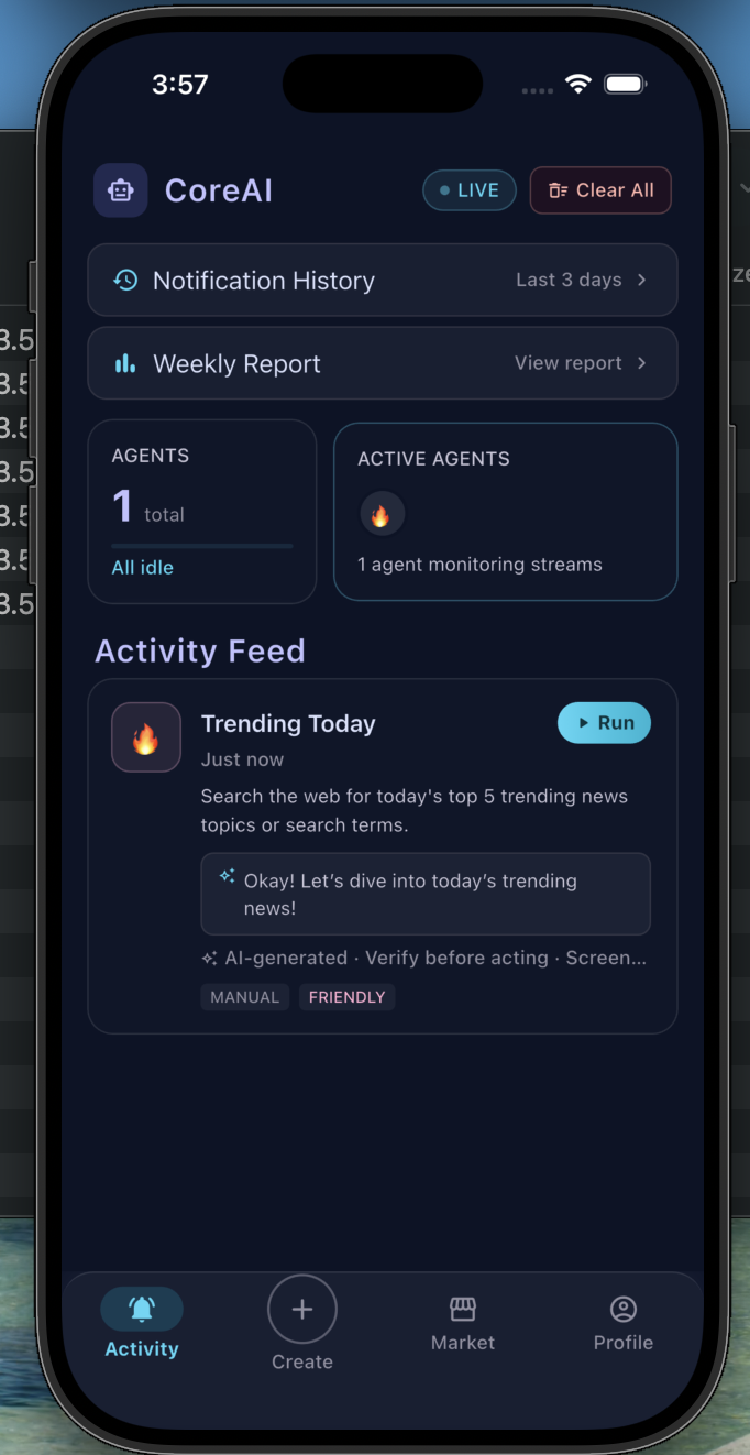 Notification history and results