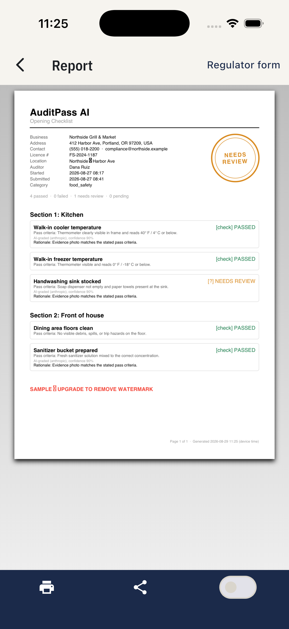 PDF report preview