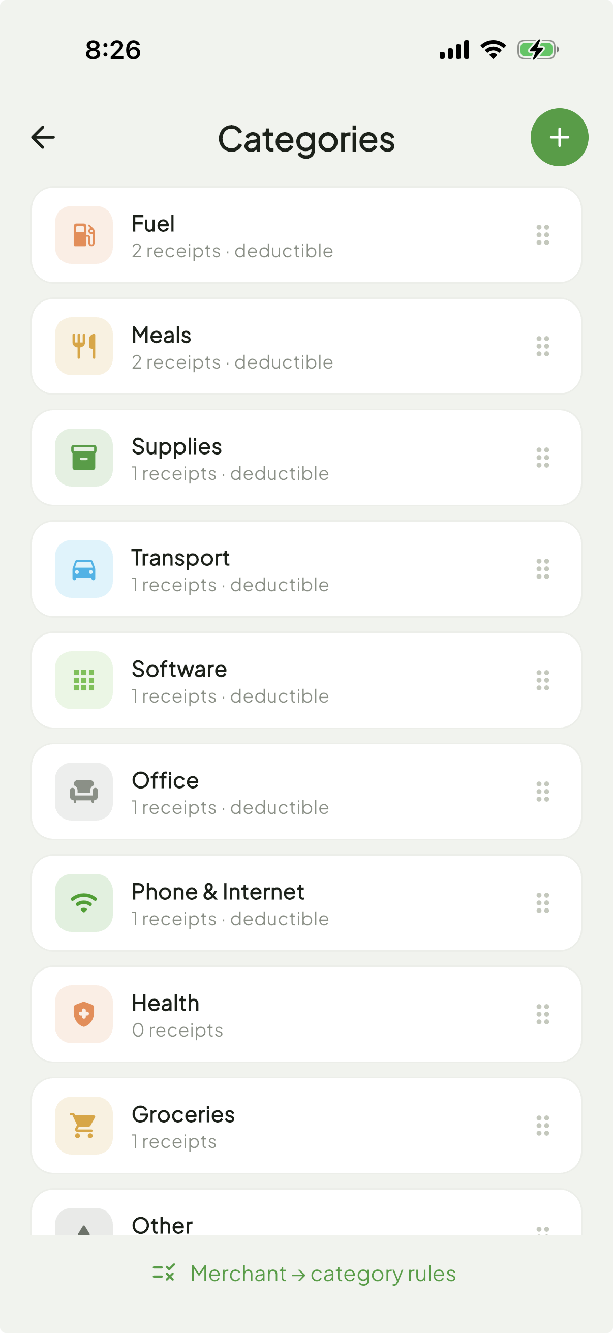 Category breakdown and spending insights screen