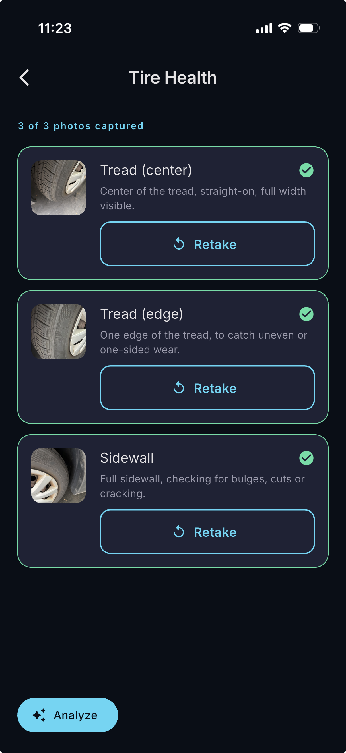 Guided 3-photo capture screen