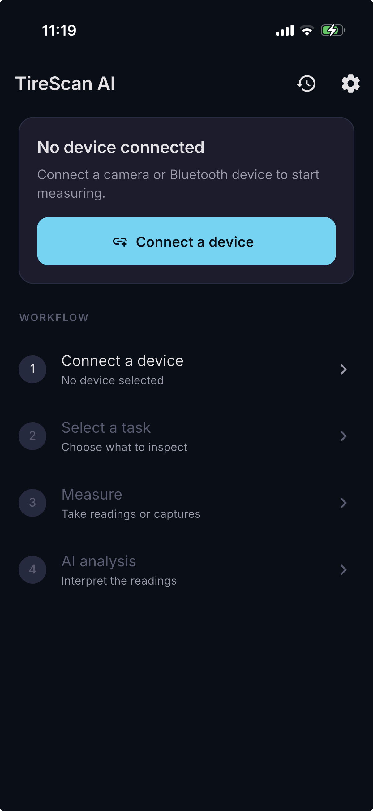 AI analysis results screen with findings and risk levels